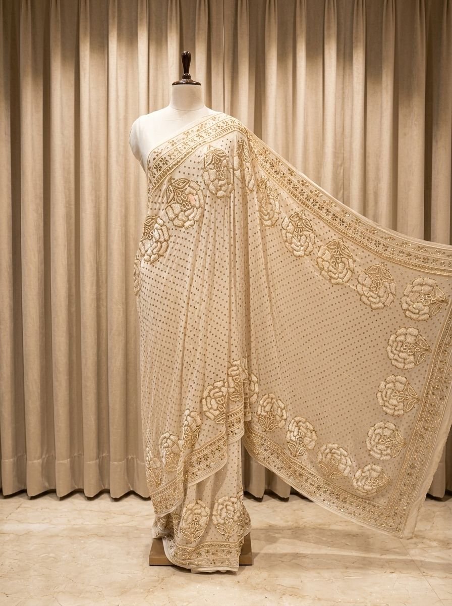 Golden Beige Elegant Saree
