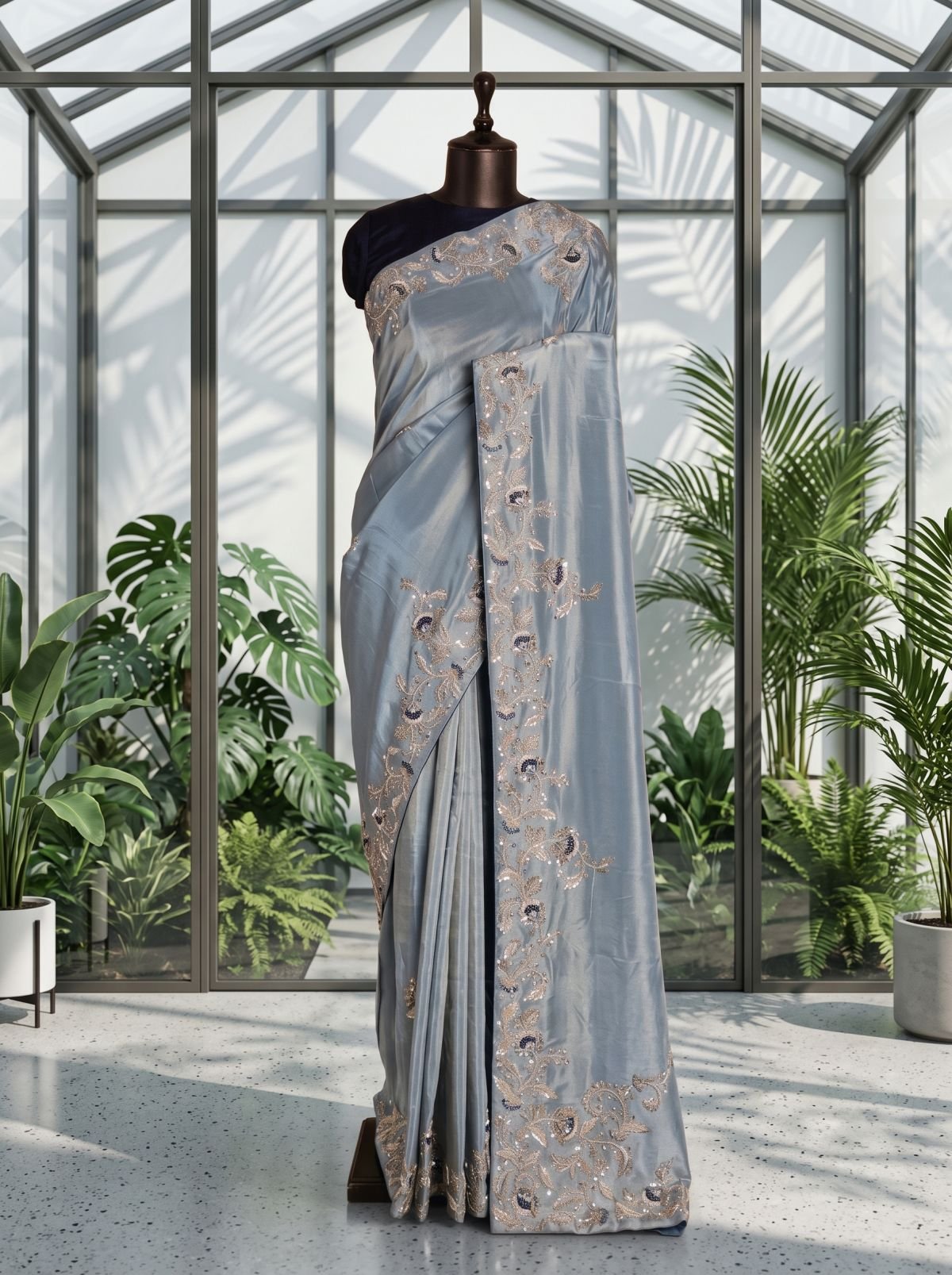 Wine Velvet Luxury Saree
